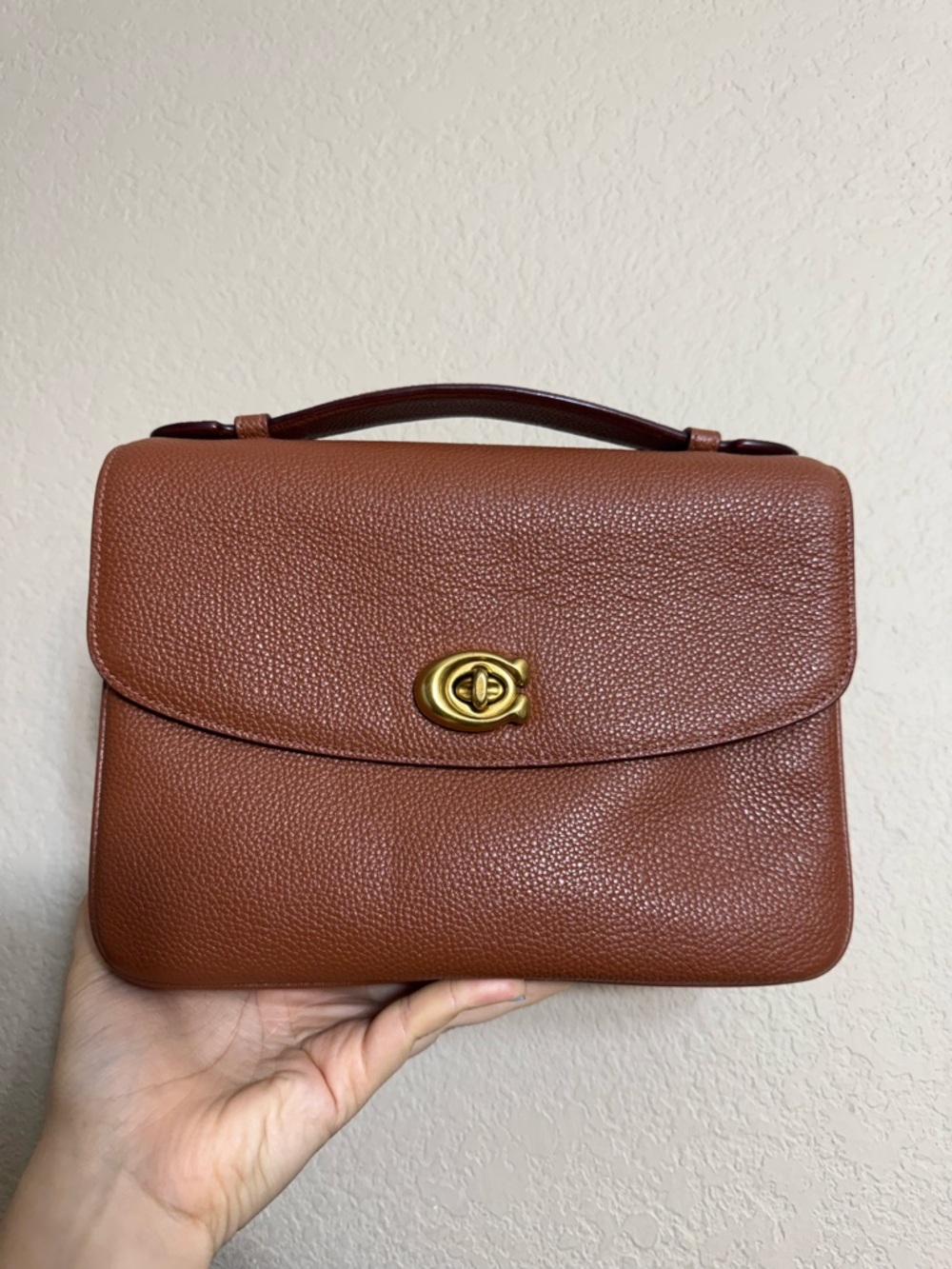 RARE Coach Cassie Pebbled Leather Top-Handle Crossbody - Chestnut Brown Saddle
